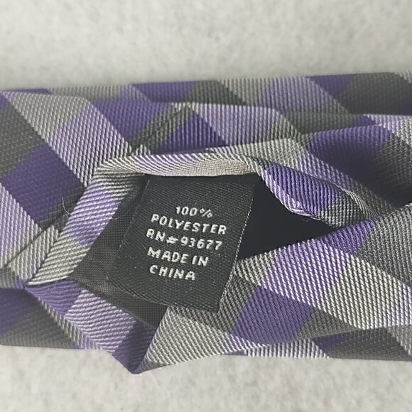 JF J. Ferrar Men's Purple, Gray, Dark Gray Striped 100% Polyester Men’ Neck Tie - Picture 9 of 12